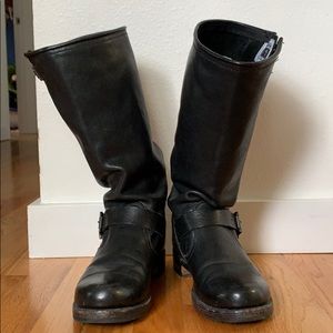 FRYE Boots Tall Black Leather Veronica Boots 8.5